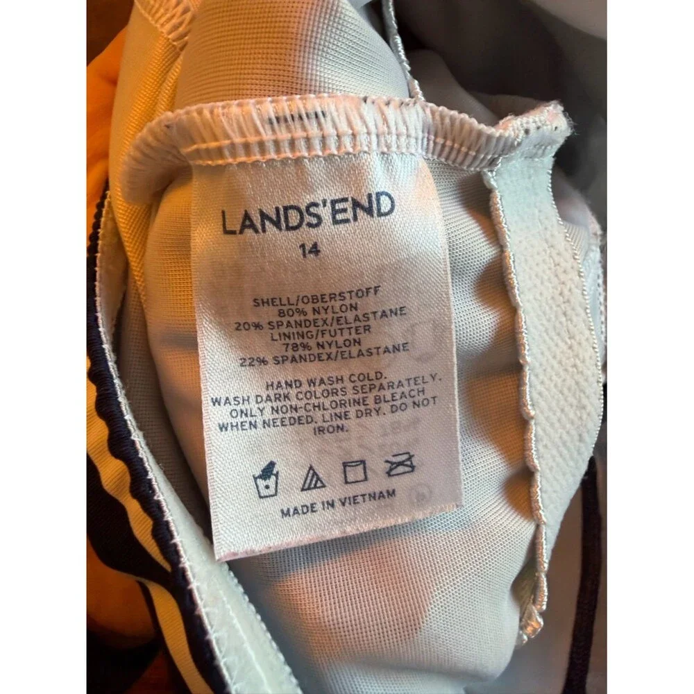 Lands End Darkest Navy Stripe Soft Cup Bra Tankini Top - Size 14